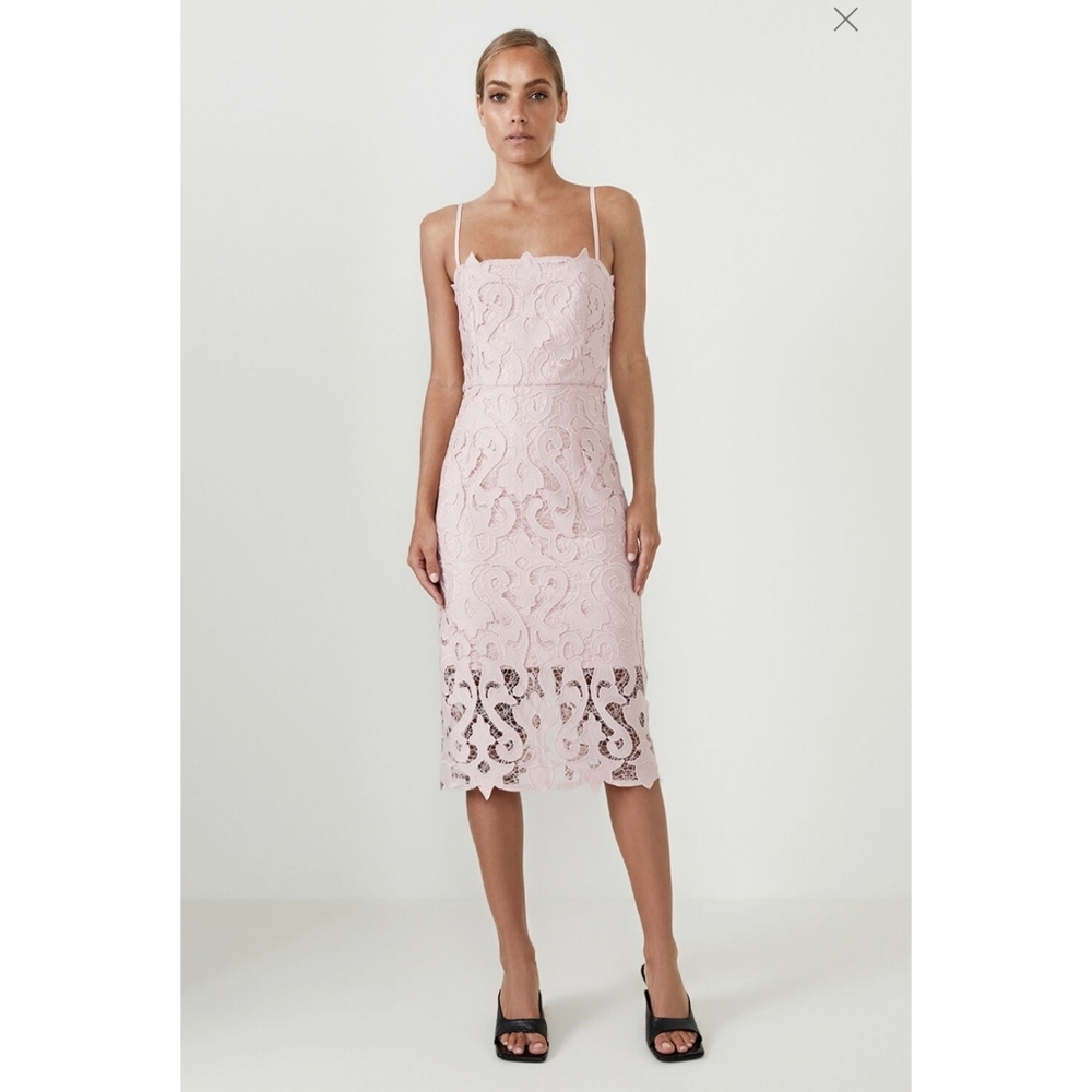 Bardot Blush Pink Lace Midi Dress